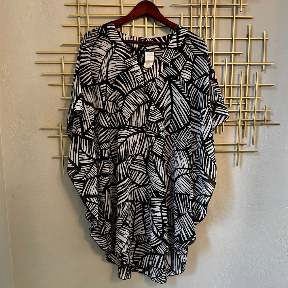 Maxine's of Hollywood Leaf Print Kimono Swim Cover Up Small
